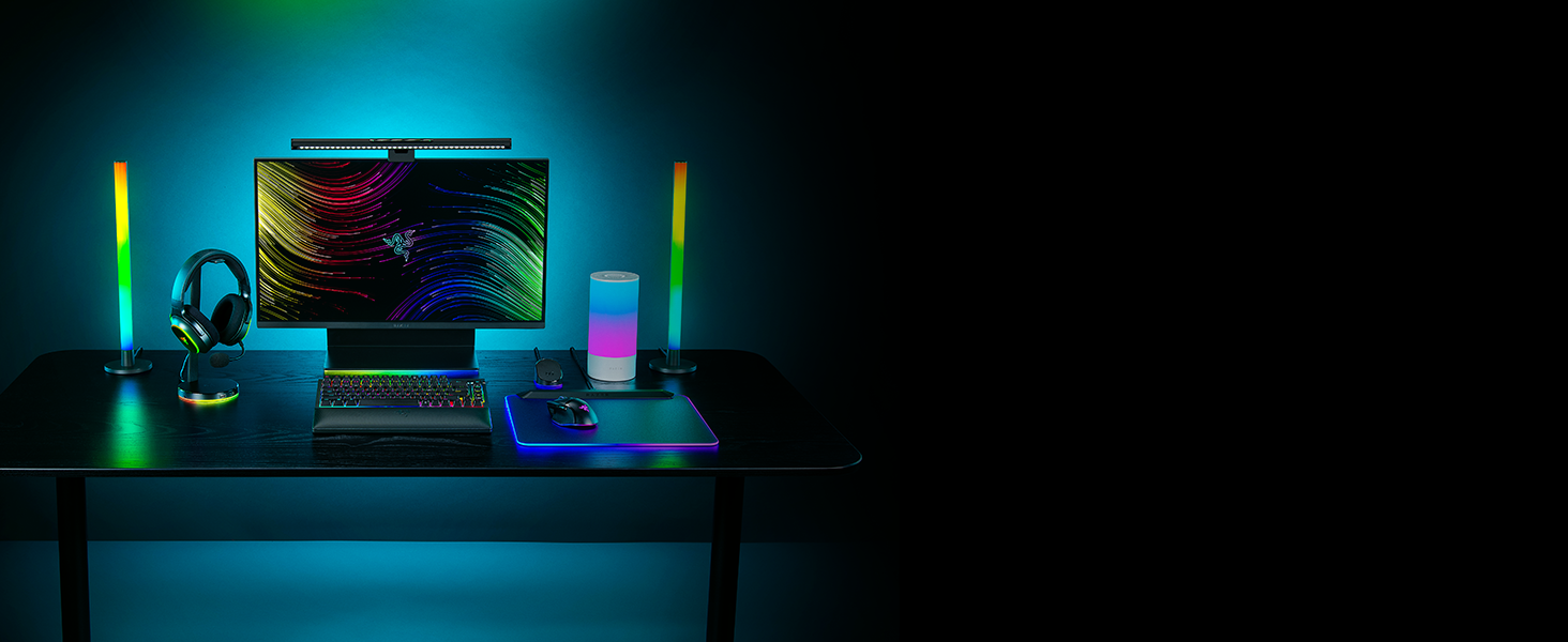 Razer Aether Light Bars - RGB лампа для монітора з підсвічуванням, сенсорним керуванням та регулюванням кольору та яскравості, чорний