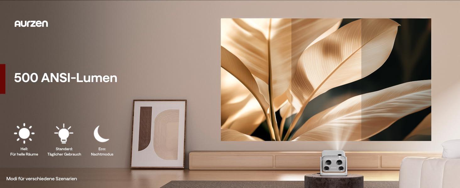 Aurzen Boom Mini 4-в-1 Smart Beamer з Google TV, 4K, проєктор для дому та на вулицю, 20W Dolby Audio, 500 ANSI, автофокус ToF, корекція трапеції, Wi-Fi/Bluetooth, сумісність з мобільним телефоном (сірий)