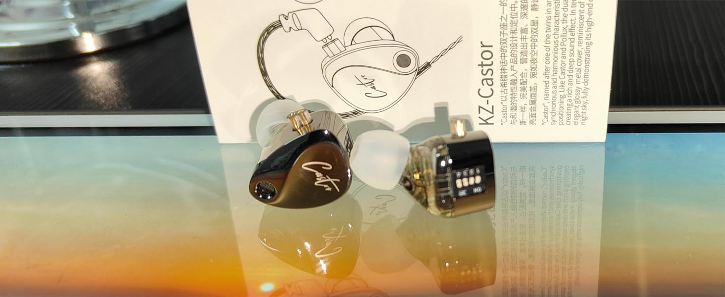 Вушний монітор keephifi KZ Castor IEM 2DD, дротовий HiFi, Bass Edition, 2-pin, Чорний