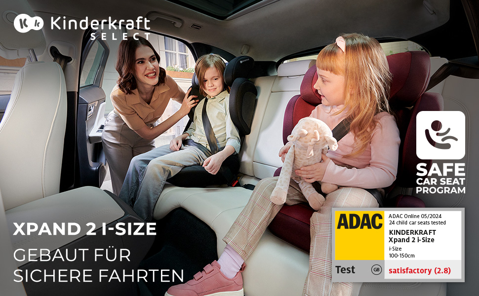 Дитяче автокрісло Kinderkraft XPAND 2 i-Size 100-150 см, Дитяче автокрісло, Найвищі стандарти безпеки, Легке встановлення з ISOFIX, Високоякісні матеріали, Регулювання та ширина підголівника, Сірий