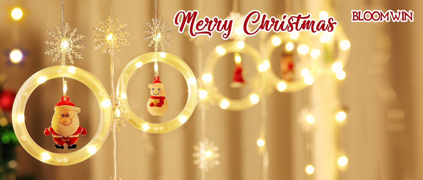 Льоново-новорічна світлодіодна штора-гірлянда Bloomwin з 3D-мотивами, 120 LED, 8 режимів, USB, тепле біле світло, для прикраси вікон та інтер'єру