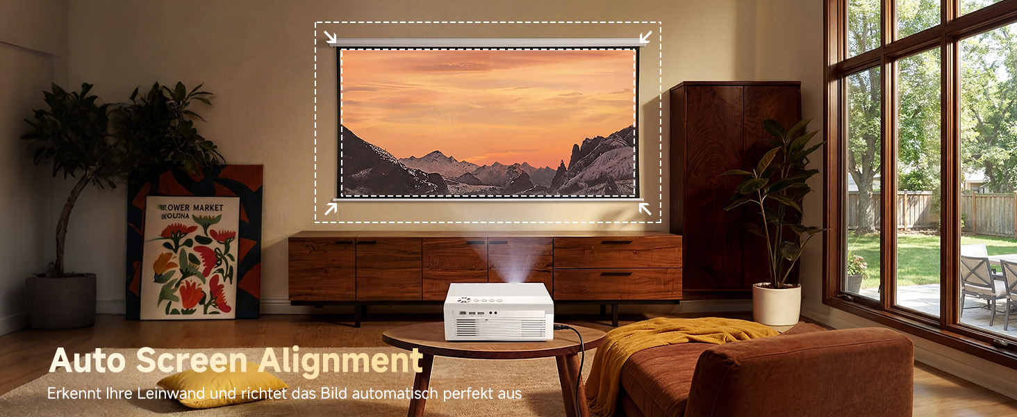 4K Smart проєктор KOGATA з Wi-Fi та Bluetooth, HDR10+, Автофокус, 6D Keystone. Підтримка Netflix, Dolby Audio. Для дому та вулиці, білий.