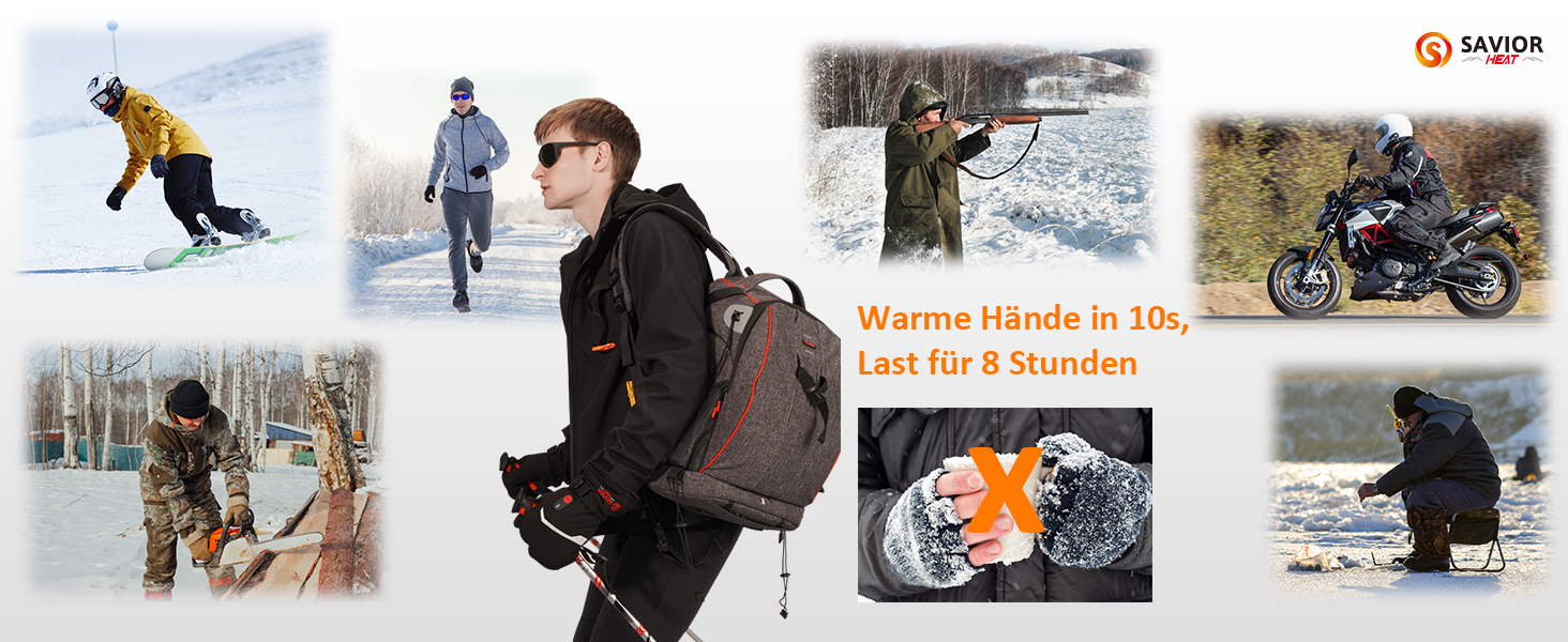 Обогревні рукавиці SAVIOR HEAT для чоловіків та жінок, акумуляторні, для катання на лижах, сноуборді, мотоциклі, туризмі (XXL, чорний)