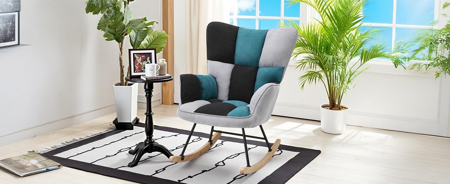 Крісло-гойдалка Vielllliving для спальні, до 150 кг, темно-сірий колір, розмір 91x98.5x71 см