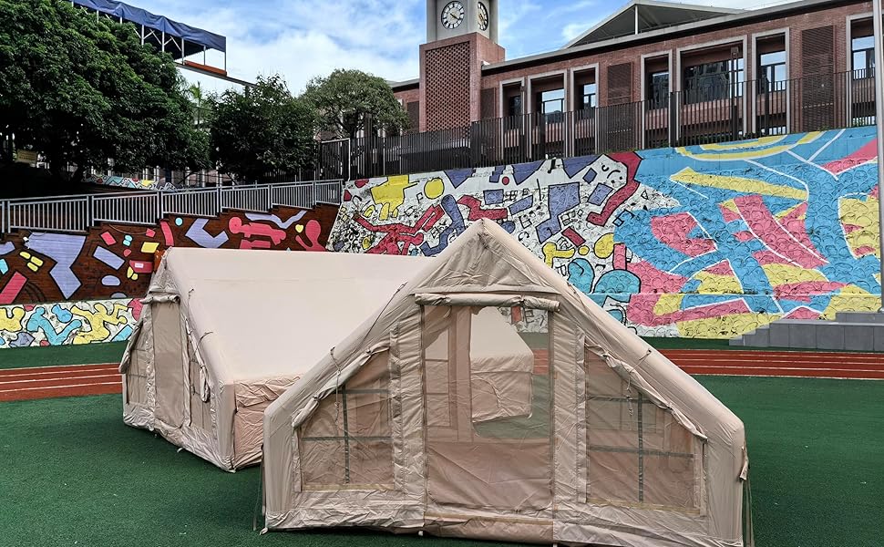 Надувний кемпінговий намет 4-5 осіб Oxford 420D, водонепроникний 3000мм, з насосом та вікнами, для 4 сезонів, 300x200x200 см