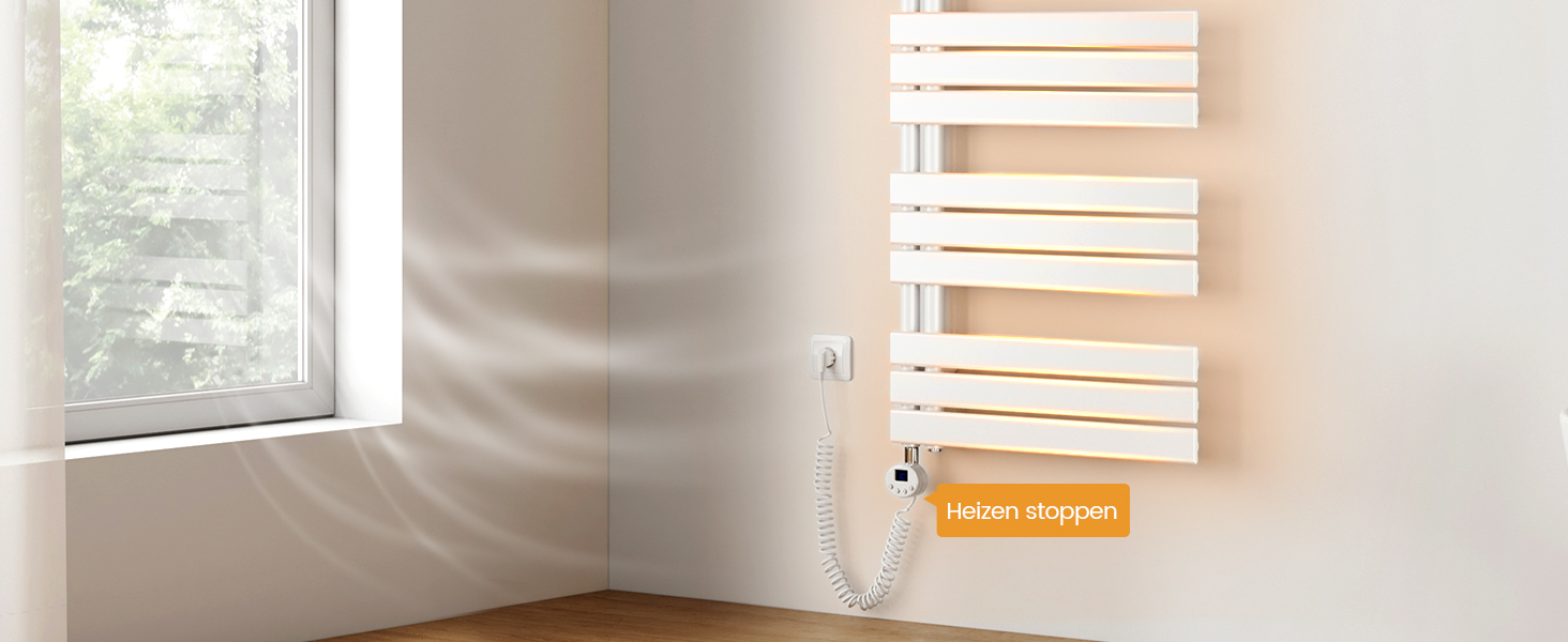 Електричний рушникосушар EMKE з термостатом, 1320x500 мм, білий, 800W (модель з Wi-Fi)