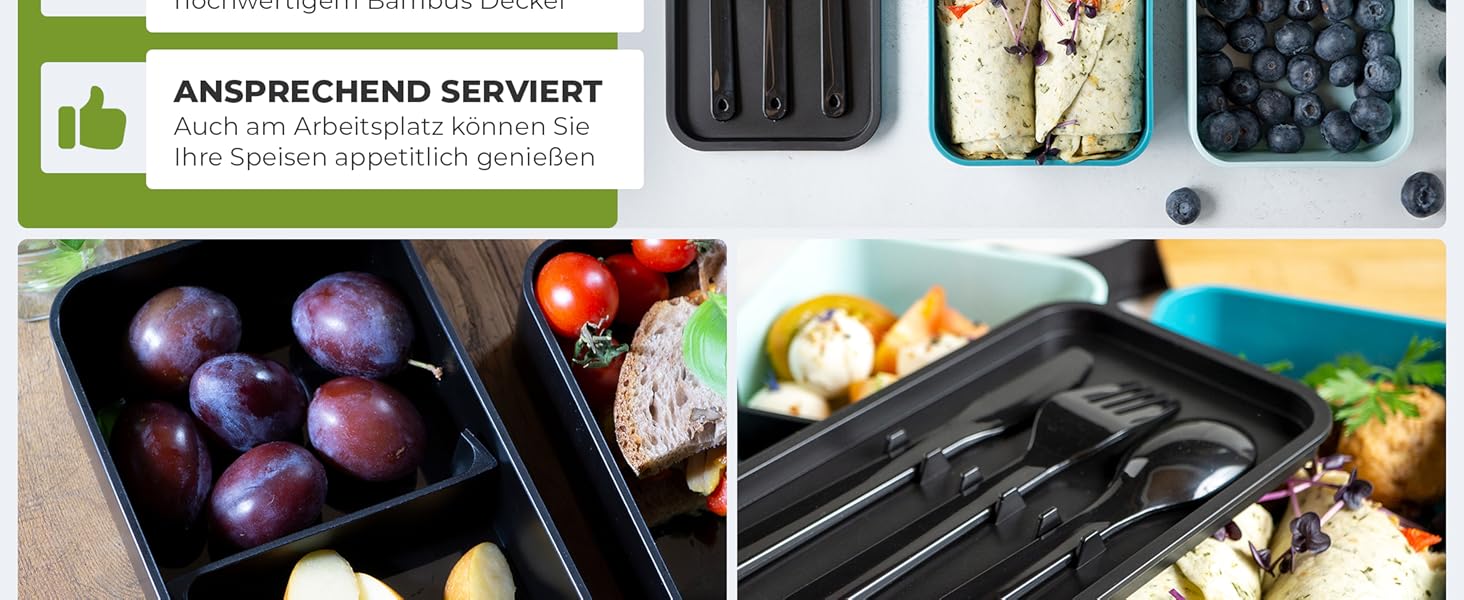 Набір Bento Box Moritz & Moritz (3 шт.) - Японський ланчбокс для дорослих та дітей - 3 шт. Чорний