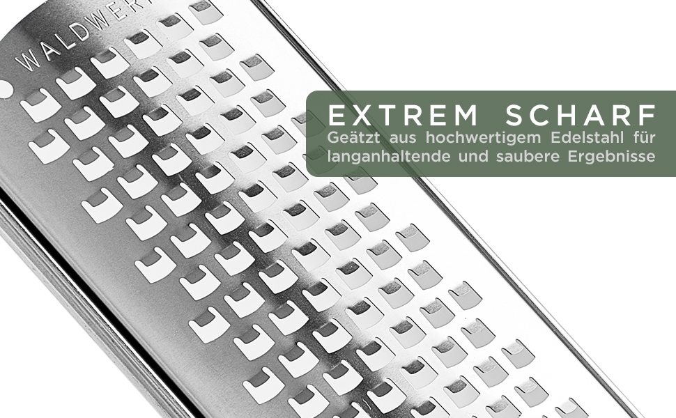 Терезка WALDWERK Design: тертка для овочів та сиру з нержавіючої сталі, з дерев'яним піддоном, без пластику