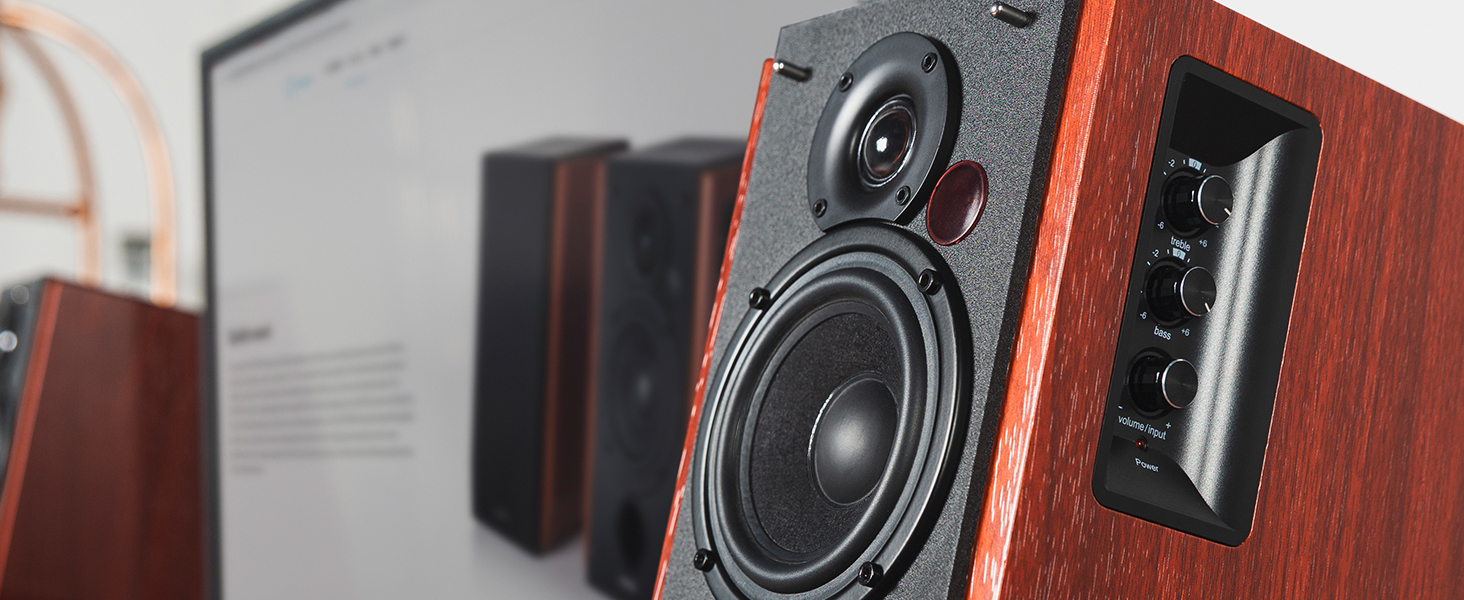 Edifier R1700BTs - Активні Bluetooth колонки 2.0 з сабвуфером, 66 Вт, коричневі, дерев'яний корпус