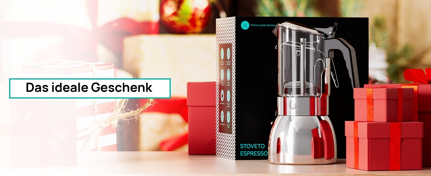 Кавоварка Espresso Gator для плити, мока-каструля з прозорого скла та нержавіючої сталі - кава по-італійськи, 9 чашок (450 мл), нержавіюча сталь