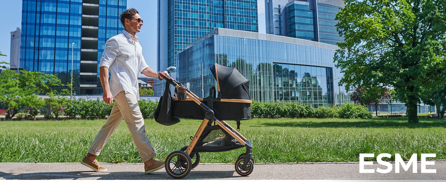 Дитяча коляска Kinderkraft ESME 3-в-1: комплект, до 22 кг, автокрісло I-size, бежевий колір