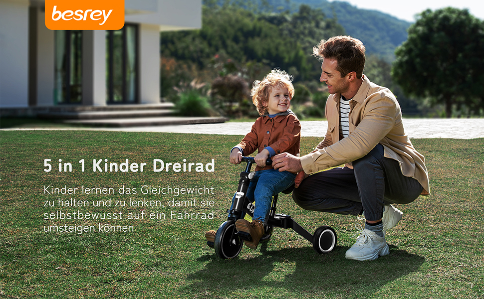 Бесрей 5-в-1 Дитячий Біговел-Трохоліг для Малюків 1-4 Років (Чорний)