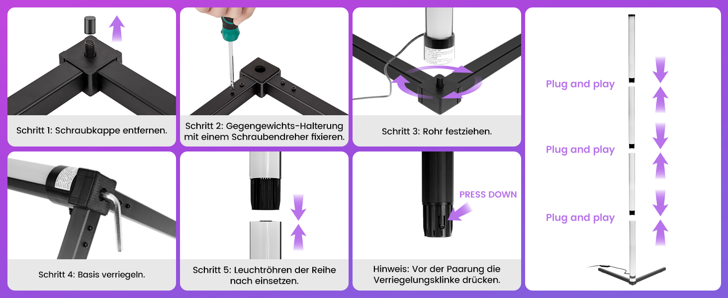 LED Торшер у вітальню RGB з димером, пультом та керуванням через додаток. Кутова LED лампа з 16 млн кольорів, 68+ режимів, музичний режим для спальні та геймінгу