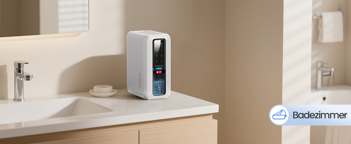 Електричний осушувач повітря з резервуаром 2L, автоматичне відключення та регулювання вологості для ванної, спальні, шафи (білий)