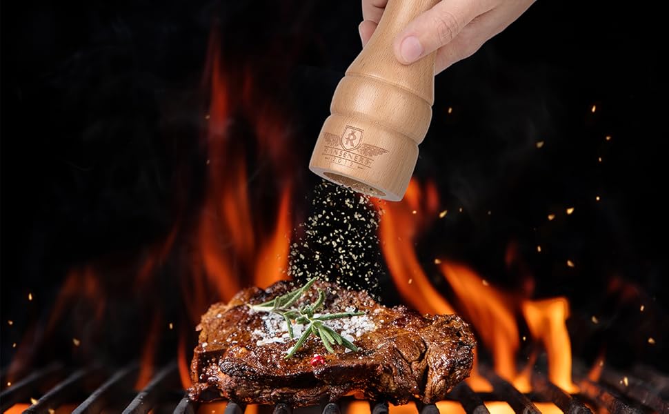 Набір млинів для солі та спецій RANSENERS, 2 шт, бук, керамічний і сталевий механізми, регульований помел, 32 см, натуральний колір