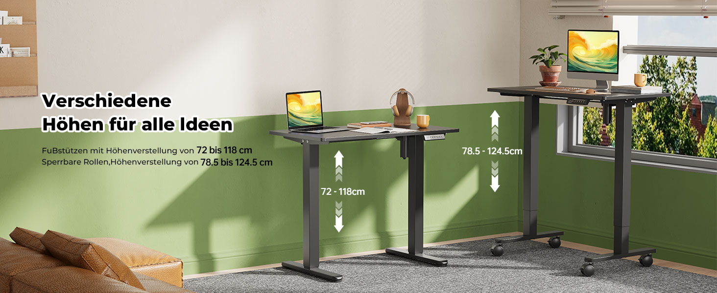 Електричний регульований стіл Gibbon Mounts 88x50 см для дому та офісу, чорний