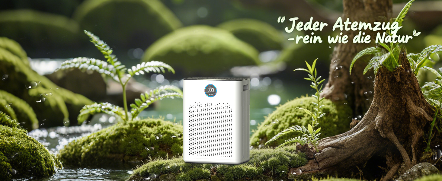 Повітряочисник з керуванням через додаток, HEPA фільтр H14, фільтр з активованим вугіллям, розумний дім, сумісний з Alexa, для великих приміщень (KJ3-7, 2x HEPA фільтри)