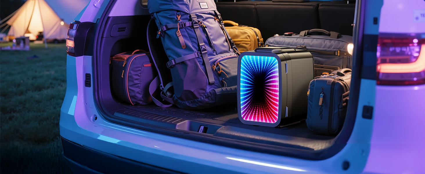 Міні-холодильник LIGIANT MF01C на 4л з підсвіткою (7 режимів), функція охолодження та підігріву, AC/DC, для авто, офісу та геймерської кімнати, чорний