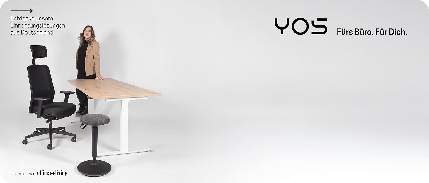 Офісний стілець YOS S5 з підтримкою спини та голови, чорний. Ergonomічний стілець до 150 кг, Made in Germany