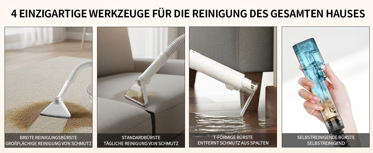 COCEAN Потужний пилосос для миття килимів та м'яких меблів, 18Kpa, для дому та автомобіля, білий