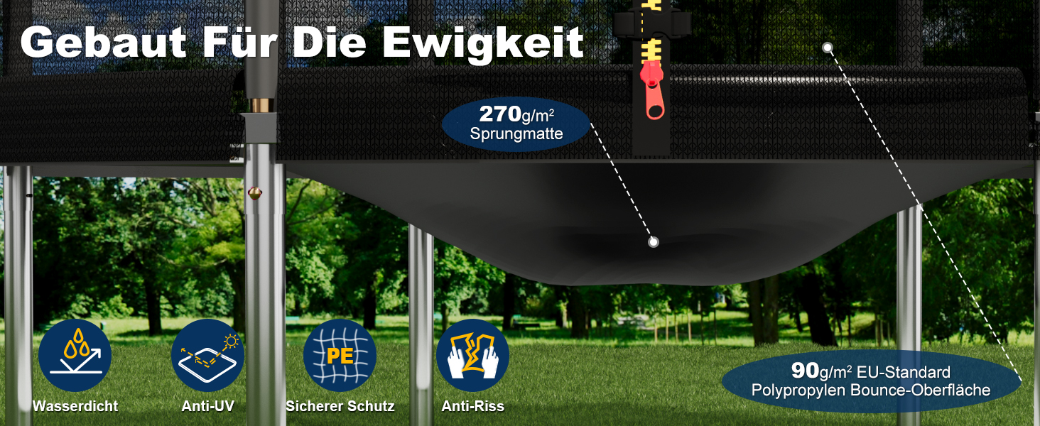 Батут JUMMICO вуличний Ø 228 см з драбиною та кишенею для речей, чорний - безпечний батут для дітей з сертифікацією GS