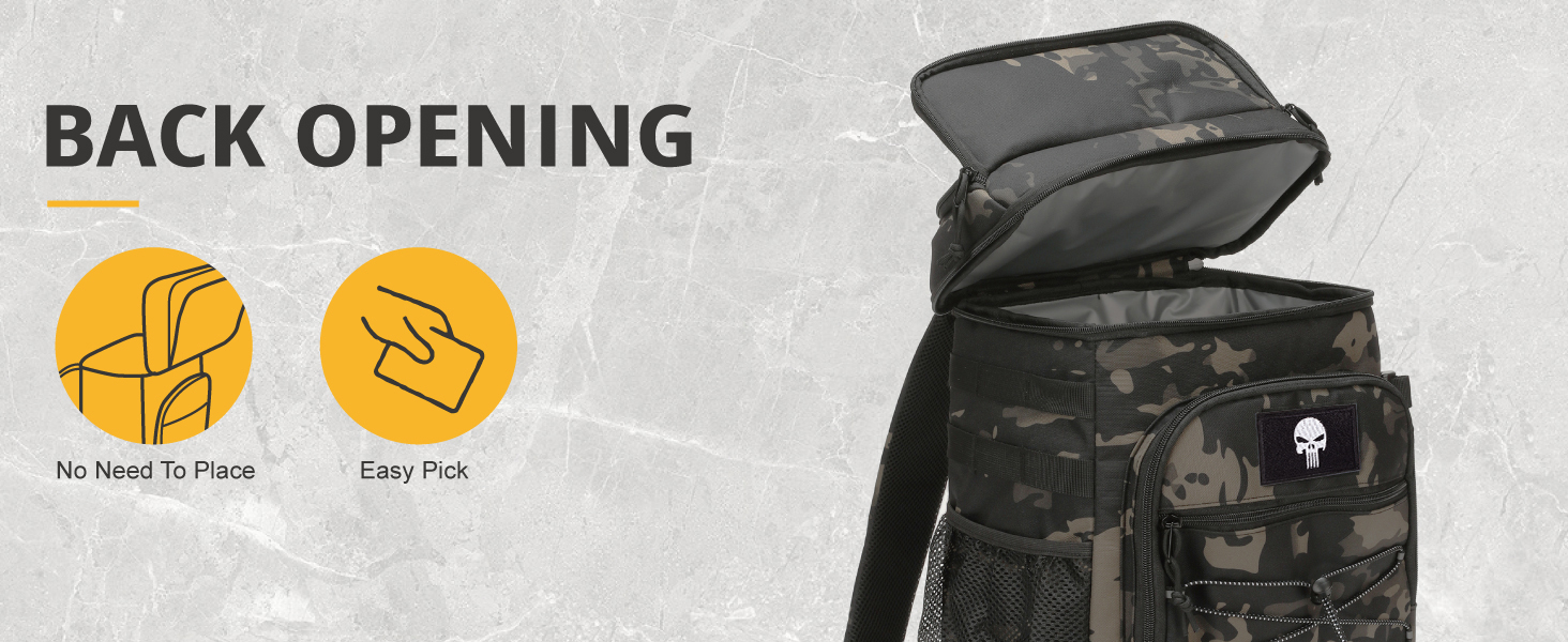 Тактичний рюкзак-холодильник 25L, витримує витоки, міцний, великий ланч-рюкзак, водонепроникний, для чоловіків, жінок, роботи, подорожей, кемпінгу, пляжу та піших прогулянок, чорний камуфляж