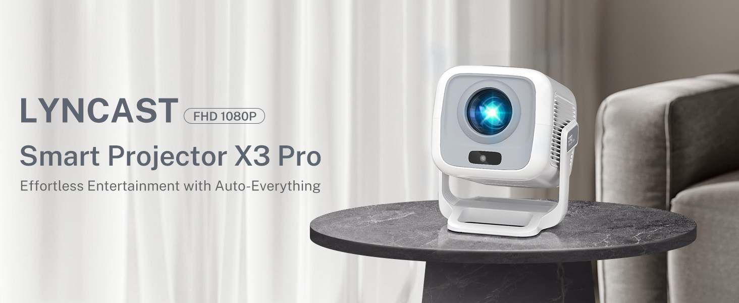 Проектор LYNCAST HY300 Pro: портативний, з Wi-Fi, Bluetooth, Android 11, 1080P/4K, поворотний 180°, для дому та на вулиці