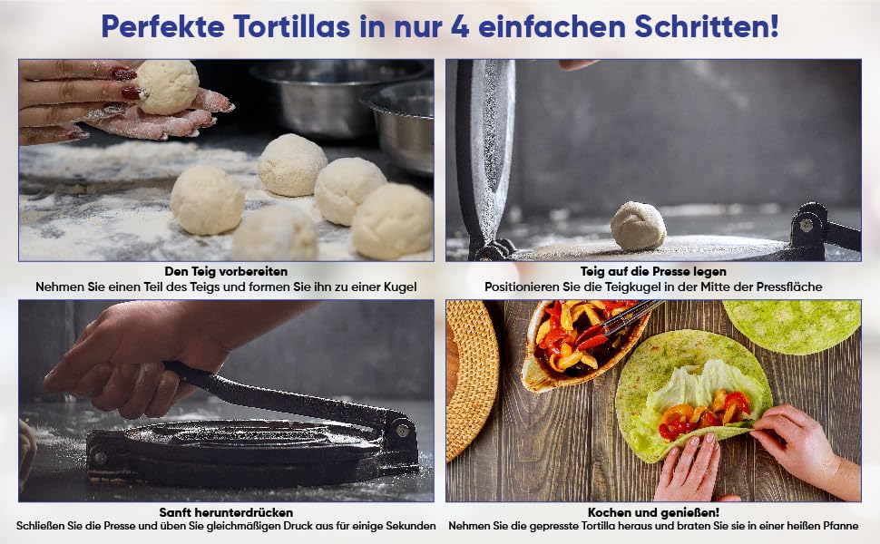 Пресс для тортилій зі сталі StarBlue 10 дюймів (25 см) з 100 шт. паперу для випікання та електронною книгою з рецептами - для приготування чіпаті, тортильї, роті
