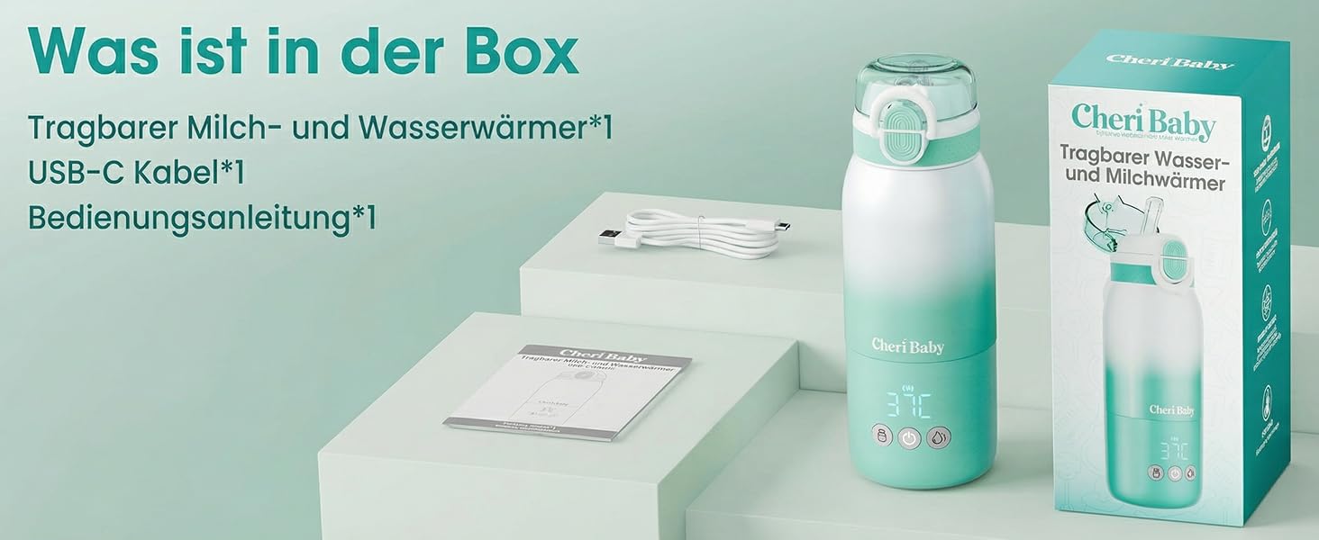 Портативний підігрівач пляшечок для дитини, швидкий нагрів, акумулятор 12000mAh, 2 режими нагріву (молоко/вода), об'єм 355мл, кришка з трубочкою