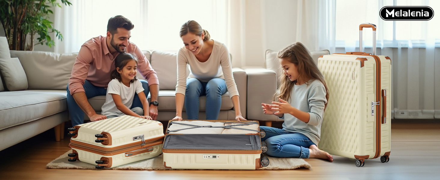 Набір валіз Melalenia 3 в 1 з жорстким корпусом, легкий, для подорожей. Валіза-тролей, набір ручної поклажі з TSA замком та 4 колесами (білий).