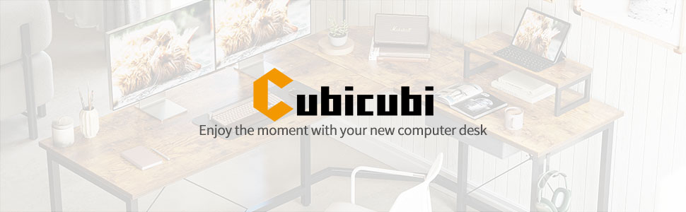 Ігровий кутовий стіл CubiCubi 170x120см з підставкою для монітора та сумкою для зберігання, чорний