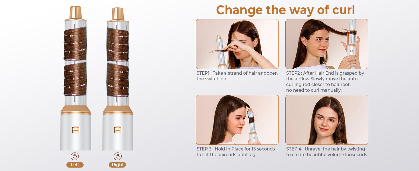 MogaWave Air Styler Pro 6 в 1: Фен-щітка, стайлер для волосся 1000W (білий)
