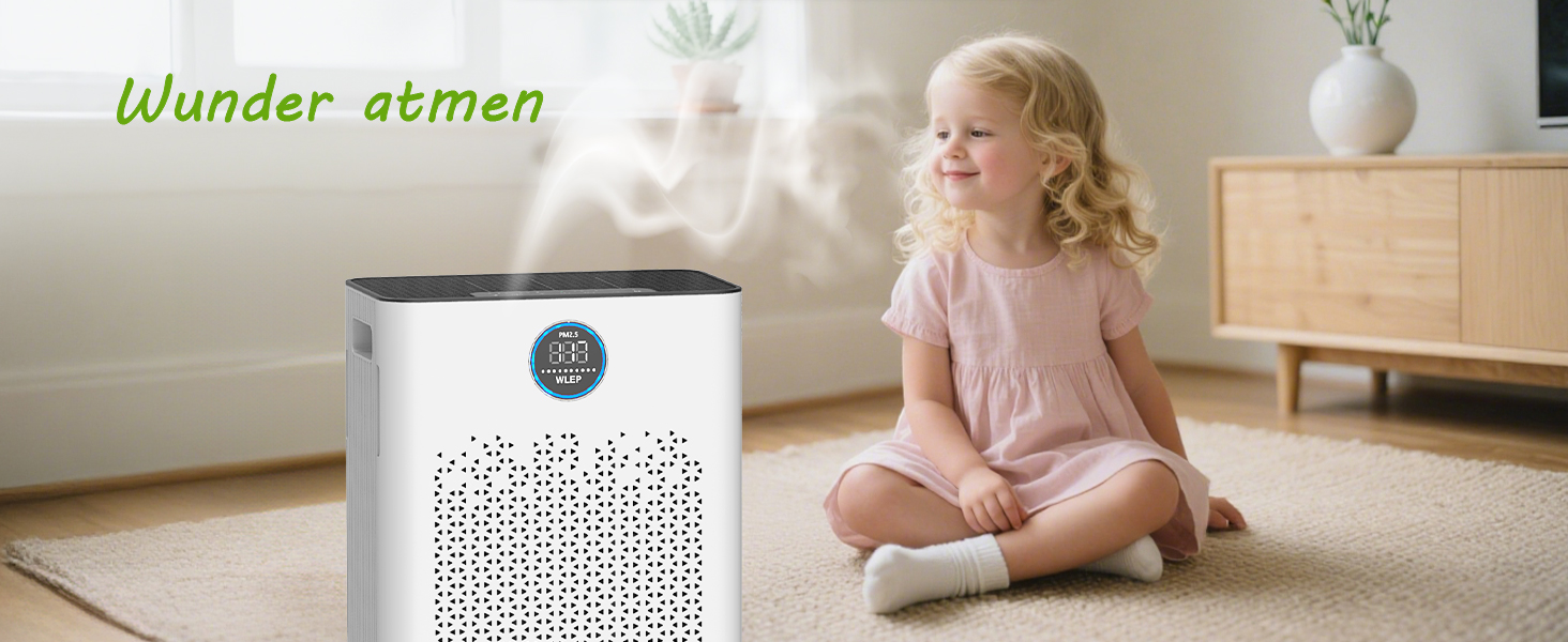 Повітряний фільтр з керуванням через додаток, HEPA H14, фільтр з активованим вугіллям, розумний очищувач повітря для дому з Alexa, для великих приміщень, Smart WiFi, KJ3-7S