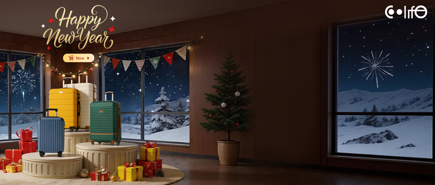 Набір валіз COOLIFE 5 в 1: велика валіза на коліщатках, рюкзак та аксесуари (темно-зелений/коричневий)