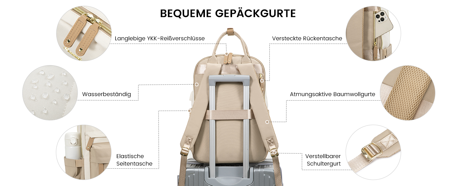 LOVEVOOK Рюкзак для жінок, 15.6 дюймів, рюкзак для ноутбука, рюкзак для подорожей, водонепроникний, сумка для роботи, рюкзак, жіноча шкільна сумка, для підлітків, дівчаток, елегантний, для школи, університету, подорожей, роботи, офісу, Бежевий, 15.6 дюймів, A-beige & Khaki