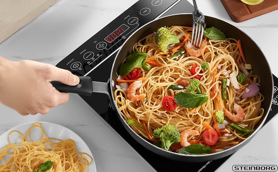 Індукційна плитка Steinborg 2000 Вт з сенсорним керуванням та захистом від перегріву | Електрична плитка для кухні