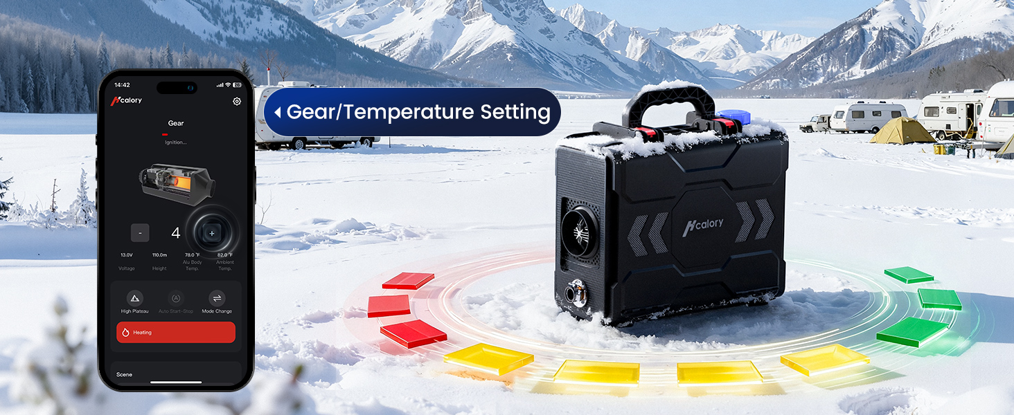 Автономний дизельний обігрівач повітря HCALORY Toolbox 2S 8кВт, портативна повітряна система опалення з керуванням через додаток (APP), чорний