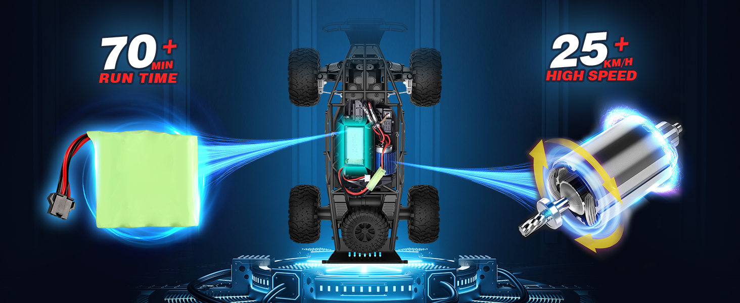 Радіокерований позашляховик 1:16 для хлопчиків, 2 акумулятори, 70 хв, 25 км/год, 2.4GHz, RC баггі, гоночний автомобіль, крос-кантрі, іграшка