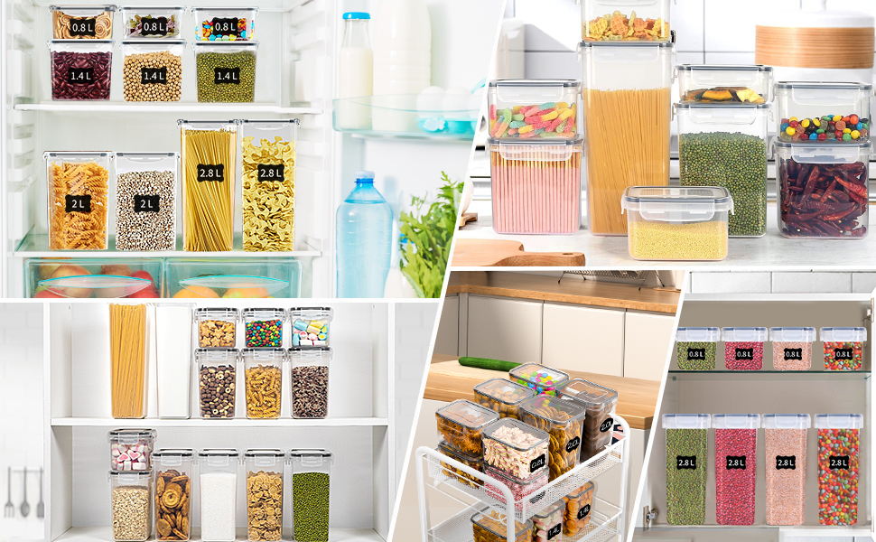 Набір контейнерів для зберігання продуктів, 16 шт. (0.8L+1.4L+2.0L+2.8L), герметичні, BPA-free, для кухні