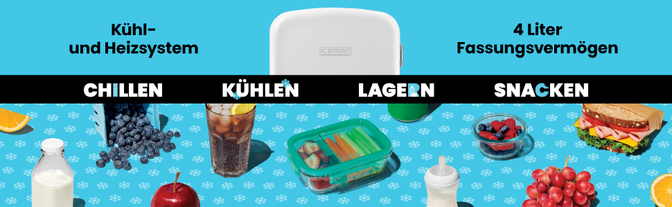 Chefman Iceman: Міні-холодильник з обігрівом, 4 літри, 6 відділень для косметики, перекусів, макіяжу, AC/DC, для дому/авто/спальні