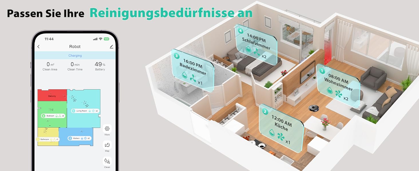 Робот-пилосос Tikom L8000 Plus з функцією миття, 6000Pa, LiDAR, Wi-Fi, для тварин та килимів