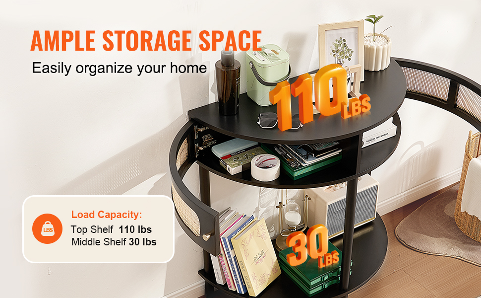 Консольний столик VEVOR з ротангу з натуральним ротанговим фасадом, 2 висувні ящики, чорний | для вітальні, робочого кабінету, передпокою