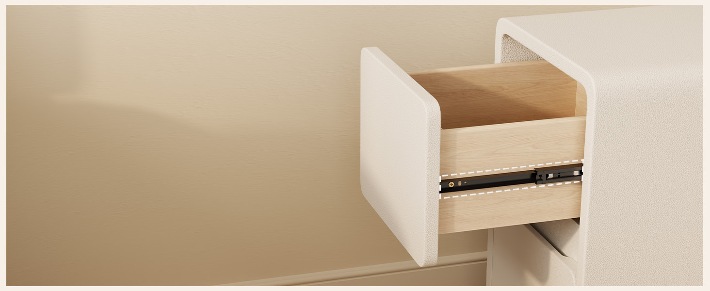 Нічний столик AQIMUELE, білий, з 2 шухлядами, ширина 30 см, без встановлення, з екошкірою