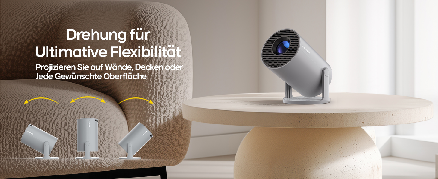 Портативний проєктор Mini Beamer 4K з Android 11: Smart, електричний фокус, WiFi 6, BT 5.0, Full HD 1080P, 260ANSI, корекція трапеції, 5W динамік (сірий)