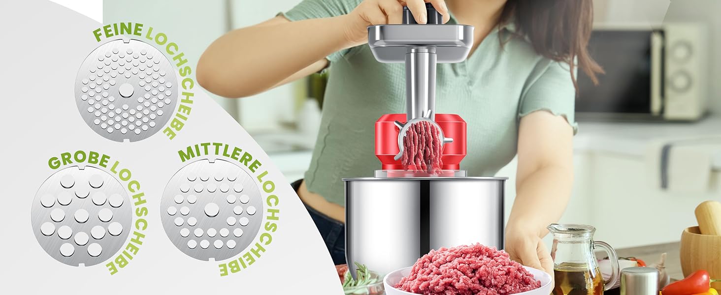 Кухонна машина KESSER 3в1 з м'ясорубкою та блендером, планетарний міксер 1500Вт, чаша 5.5л, 6 швидкостей, антрацит