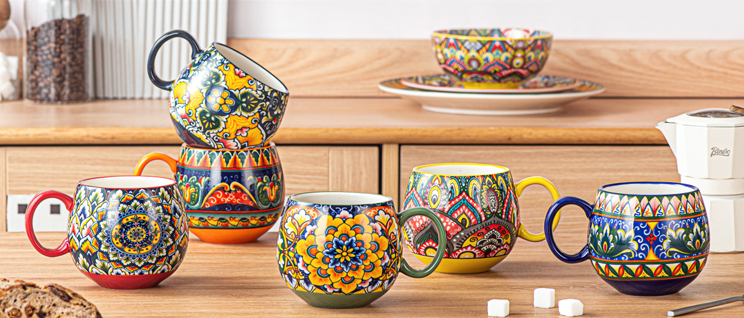 Кавовий сервіс Henten Home з порцеляни, 6 чашок, 250 мл, ручної роботи, набір для 6 осіб. Включає чашки та блюдця