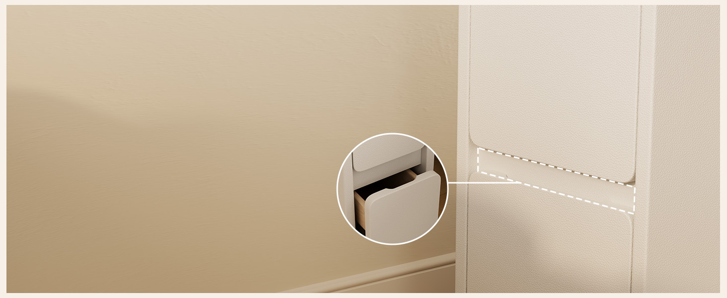 Нічний столик AQIMUELE, білий, з 2 шухлядами, ширина 30 см, без встановлення, з екошкірою