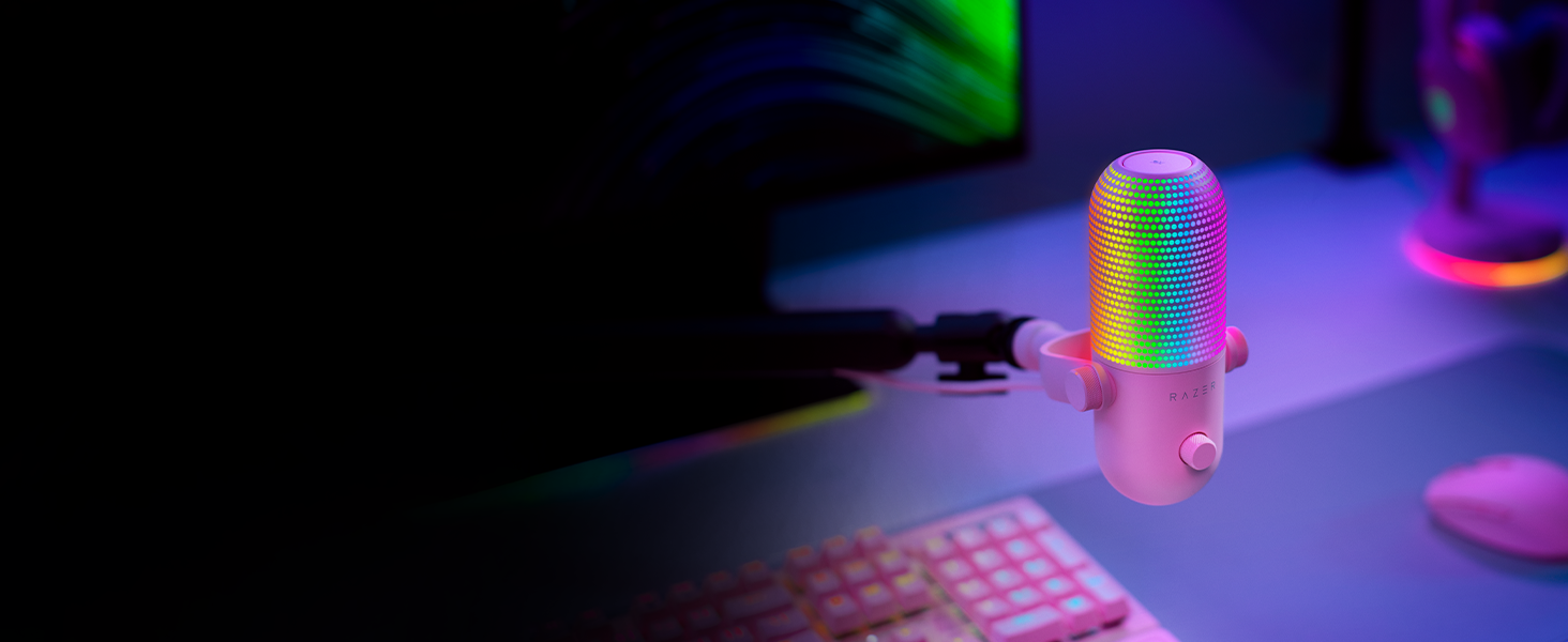 Мікрофон Razer Seiren V3 Mini - Рожевий (USB, компактний, з LED-індикатором, для стрімінгу)