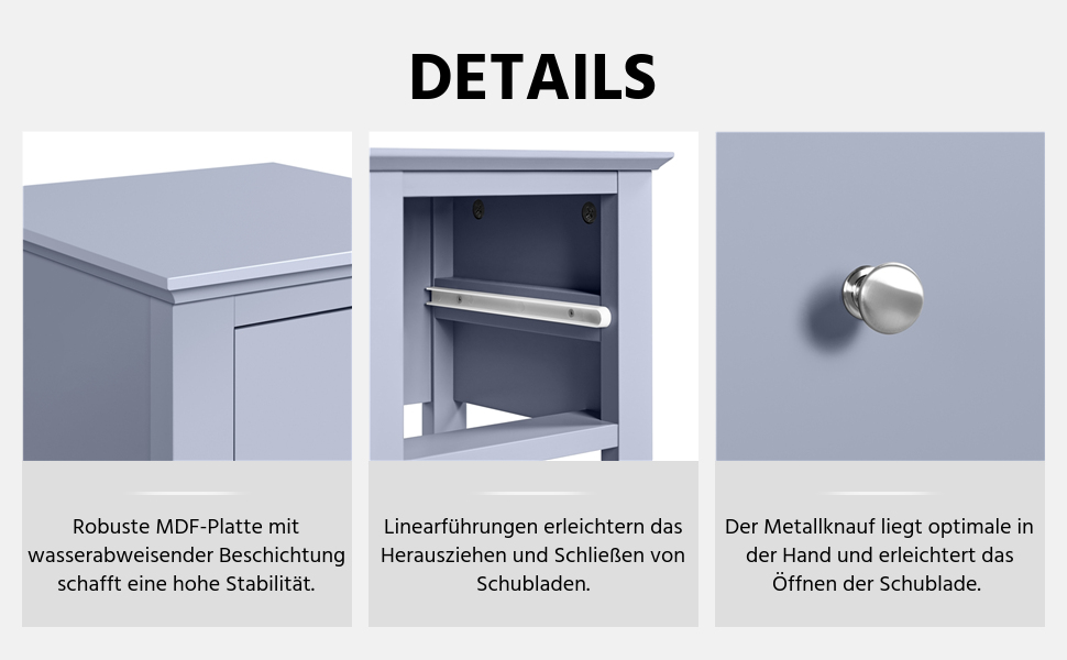 Нічний столик Yaheetech (2 шт.) з шухлядою та полицею, білий (темно-сірий)