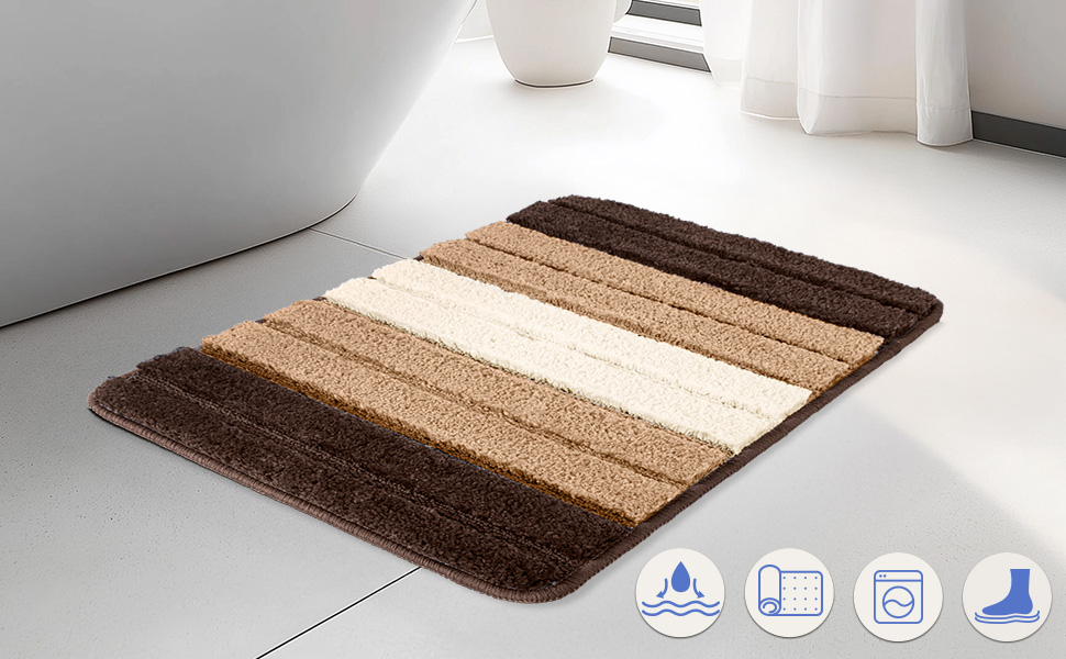 Набір килимків для ванної кімнати VOUNOT 2 шт. (60x90 см, 50x80 см), м'які, швидковисихаючі, з мікрофібри, сірі (перехідний колір)